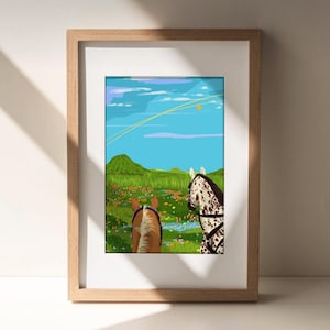 Lámina de caballo, decoración del hogar, regalo para su sala de estar, ilustración ecuestre, inauguración de la casa, decoración de pared, arte de pared con ilustración, tamaño A4/A3