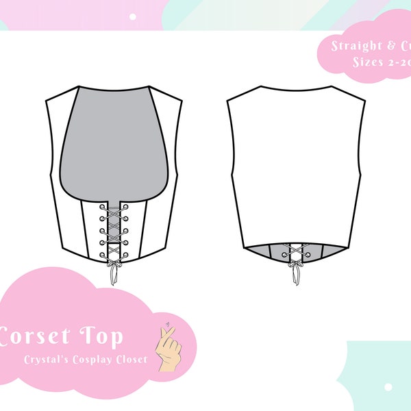 Corset Top // Straight & Curvy Sizes 2-20 // PDF Letter Size