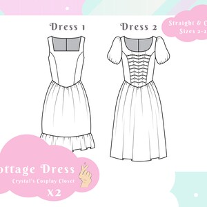 Vestidos de estilo rústico // Tallas rectas y con curvas 2-20 // PDF tamaño carta