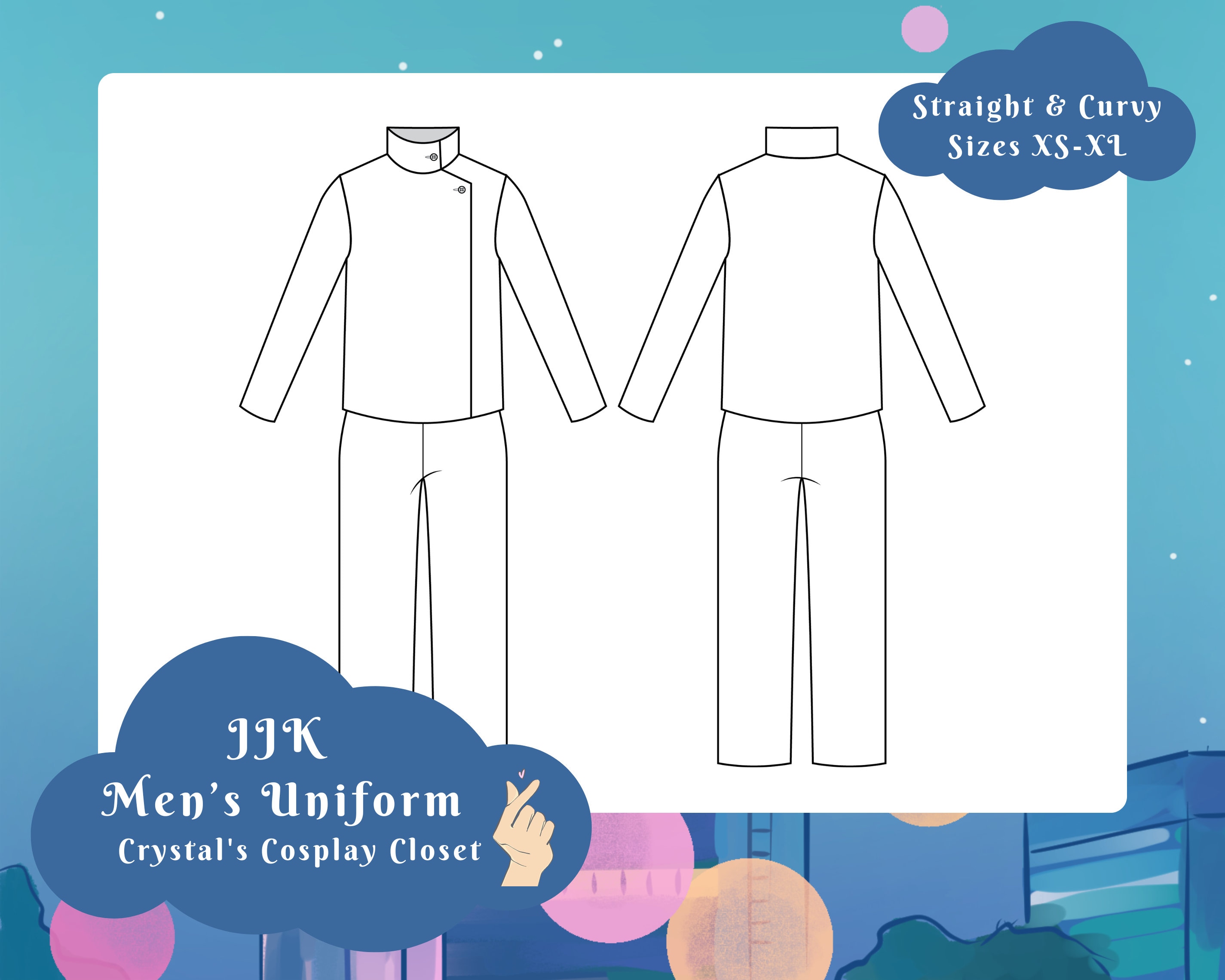 Kegøn 20XX uniform size2 Jjk Mens (unisex) Uniform // Sizes XS-XL // PDF A4 Letter