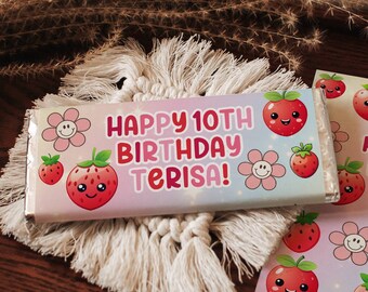 Strawberry Chocolate Bar Wrapper Label, Candy Bar Wrapper,Birthday Candy Bar,Candy Bar Label,Printable Candy Bar Wrapper,Chocolate Bar Label