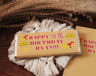 Chocolate Bar Wrapper 40th, Candy Bar Wrapper, Birthday Candy Bar Wrapper, Candy Bar Label, Printable Candy Bar Wrapper, Chocolate Bar Label