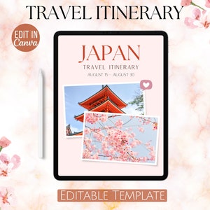 Digital Travel Itinerary, Ipad Travel Itinerary, Traveling Guide, Vacation Planner, Editable Travel Itinerary, Travel Planner Digital