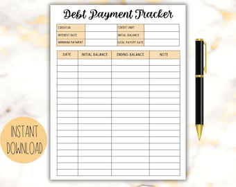Suivi du paiement de la dette, tracker boule de neige de la dette A4 A5 format lettre, suivi de la dette imprimable, journal des remboursements de la dette, planificateur financier, planificateur de budget