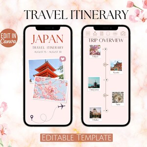 Digital Travel Itinerary, Mobile Travel Itinerary, Traveling Guide, Vacation Planner, Editable Travel Itinerary, Travel Planner Digital