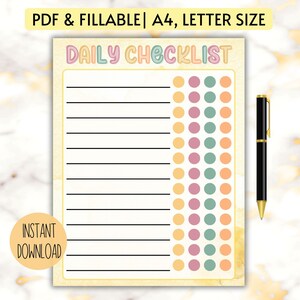 Daily Checklist Printable, Simple to Do Template, Daily Productivity ...