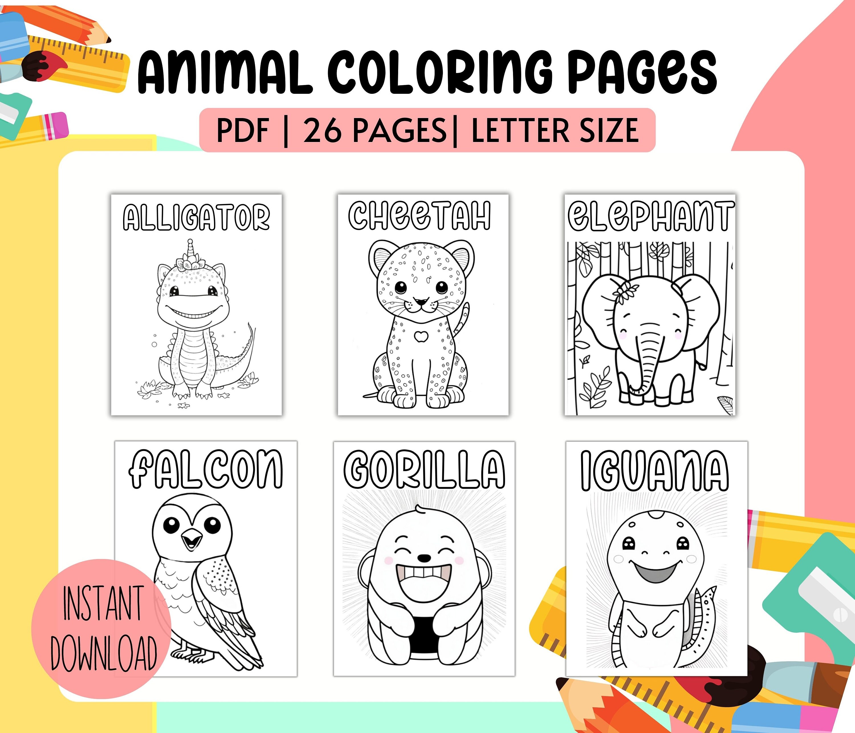 Animal Coloring Pages for Kids, Alphabet Coloring Pages, Coloring