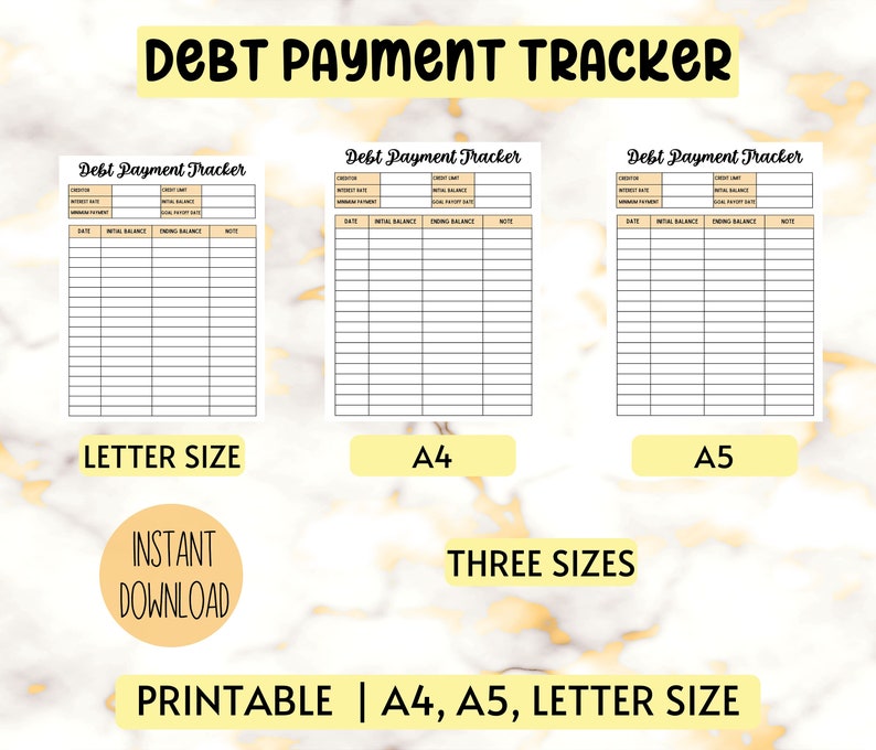 Debt Payment Tracker, Debt Snowball Tracker A4 A5 Letter Size ...