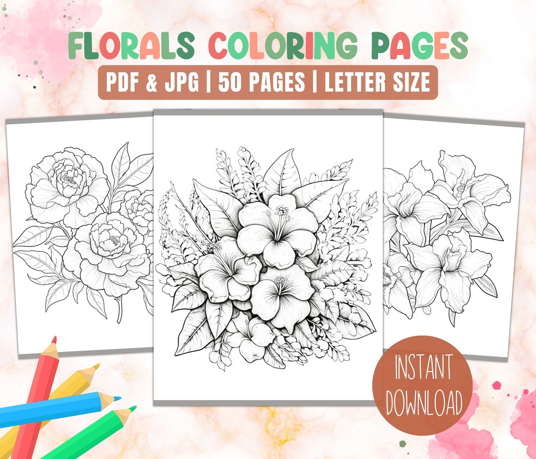 Floral Coloring Pages for Adults,relaxing Coloring Pages,coloring ...