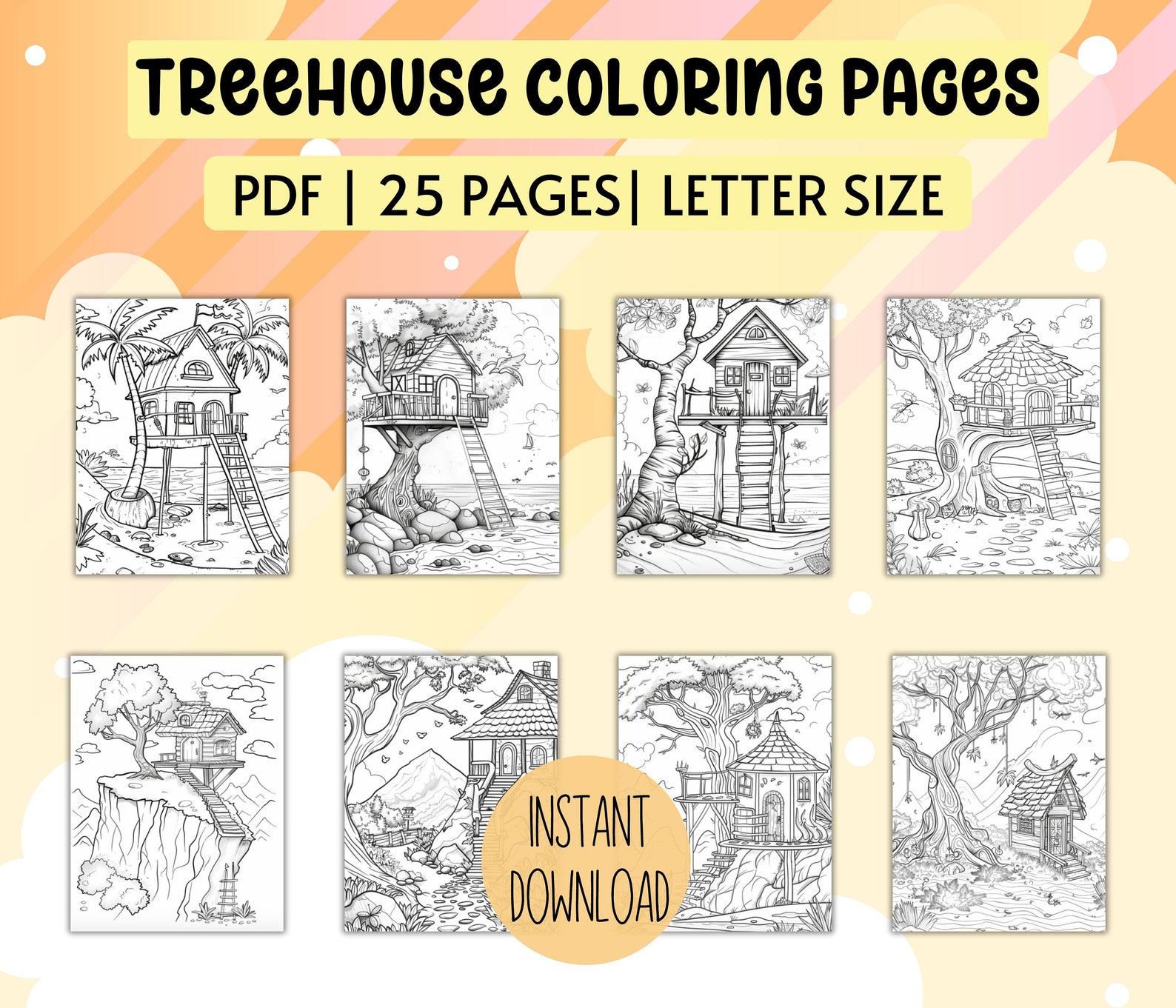 Treehouse Color Worksheet Treehouse Coloring Pages, Treehouse Coloring Sheet, Fun Coloring Prints ...