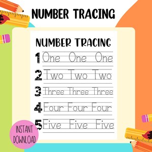 Number Tracing Worksheet Kindergarten Printable, Preschool Number ...
