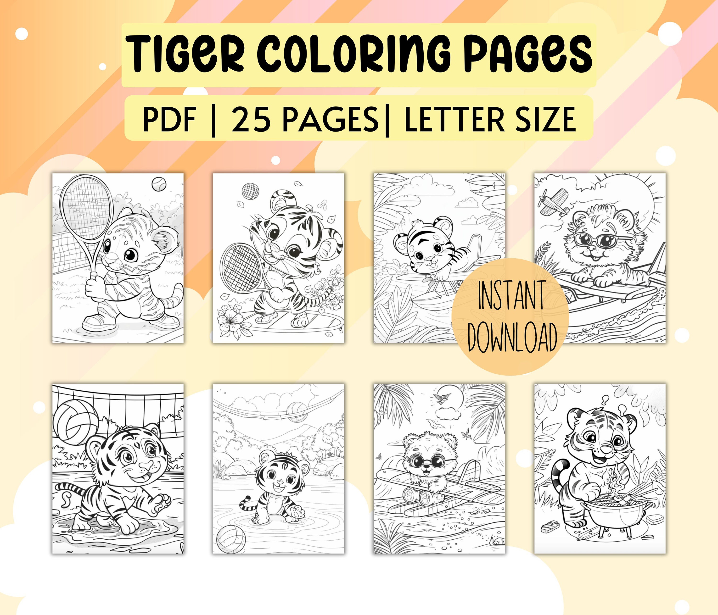 Tiger Coloring Pages, Tiger Coloring Sheet, Fun Coloring Prints