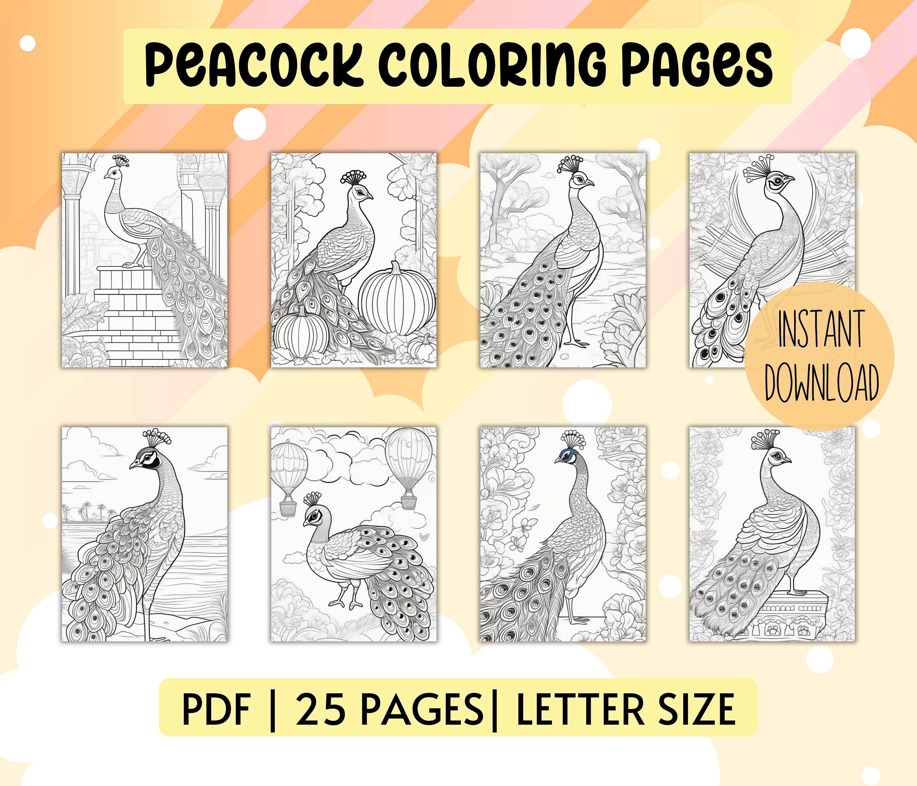 Peacock Coloring Pages, Peacock Coloring Sheet, Fun Coloring Prints