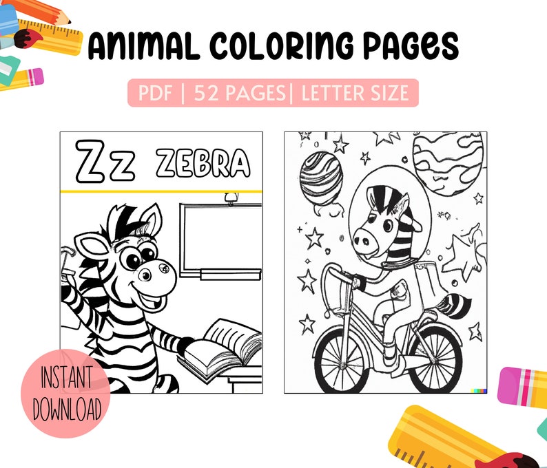 Animal Coloring Pages for Kids and Adults - Etsy