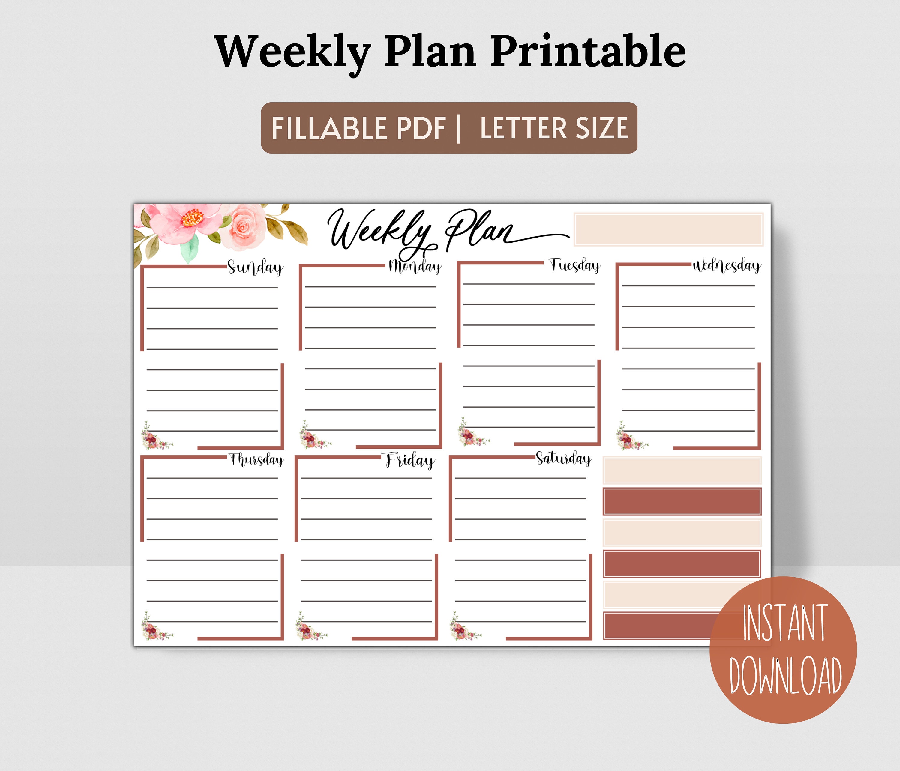 Weekly Planner Printable, Weekly Plan Template, Productivity Planner ...