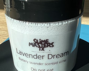 Lavender Dream Slime, glossy slime, great scent, silky feeling, lavender slime, slime shops, slime fantasy, aroma therapy, 8oz