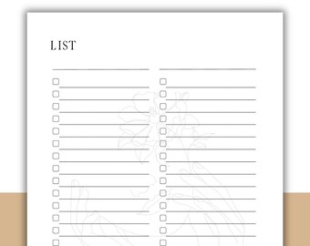 Lege checklistbladen - "Vrouwelijk" thema - Afdrukbaar en invulbaar 8,5 "x 11" (Letter) PDF