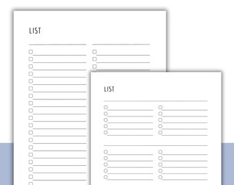 Blank Checklist Sheets - Printable and Fillable 8.5"x11" (Letter) PDF