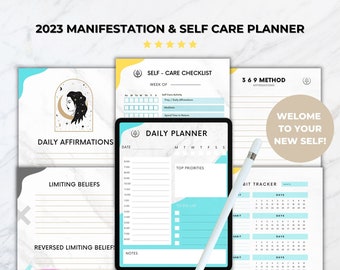 student planner ut MANIFESTATION & SELF CARE Digital Printable Planner For Students 2023 | Increase Focus and Self Improvement | Goal Setting digital planner