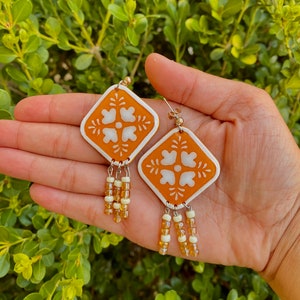 PRISCILA |Beaded Talavera Earrings| Mexican Tiles| Spanish Tiles| Handmade Jewelry| Cinco De Mayo Gifts | Dangle Earrings