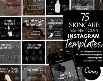 Esthetician Instagram Post Templates: Luxury Skincare (Canva)