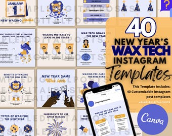 Modèles de publication Instagram Wax Tech du Nouvel An : 40 publications personnalisables (Toile)