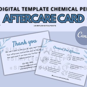 CHEMICAL PEEL AFTERCARE Card | Chemical peel card | Esthetician aftercare card | Customizable card | Chemical peel instruction card | Print