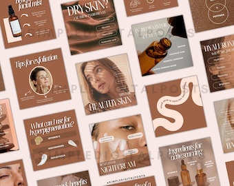 Esthetician Instagram Post Templates: Luxury Skincare (Canva)