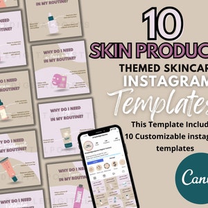 Skincare Instagram Post Templates: Beauty & Esthetician (Canva)