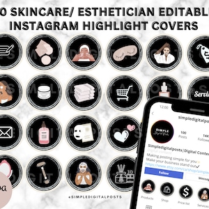 50 ESTHETICIAN HIGHLIGHT Abdeckungen | Skincare Business Instagram Highlight-Abdeckungen | Hautpflege Geschäft | Bearbeitbar | Beauty Highlight umfasst |