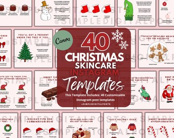 Christmas Skincare Instagram Posts: Esthetician Templates (Canva Editable)