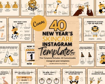 Modèles de publication Instagram pour les esthéticiennes du Nouvel An : entreprise de soins de la peau (Canva)