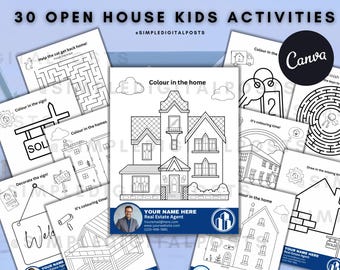 Puede incluir: Un conjunto imprimible de 30 actividades para niños para una jornada de puertas abiertas. Las actividades incluyen páginas para colorear, laberintos y búsquedas de palabras. Las actividades están diseñadas para mantener a los niños entretenidos mientras sus padres miran casas. Las actividades son gratuitas para descargar e imprimir.