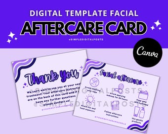 Esthetician Facial Aftercare Card Template: Customizable Skincare Instructions (Canva Editable, Digital Download)