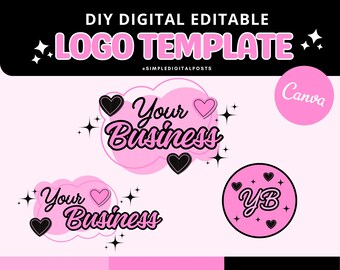Modèle de logo rose scintillant : image de marque rétro modifiable (Canva DIY)