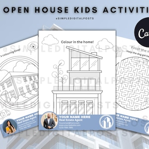 3 OPEN HOUSE KIDS Activities | Real Estate Agents | Real Estate Marketing | Open House Realtor | Kids Activities | Fun Real Estate Colouring