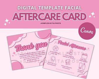 Esthetician Facial Aftercare Card: Customizable Skincare Instructions (Digital)