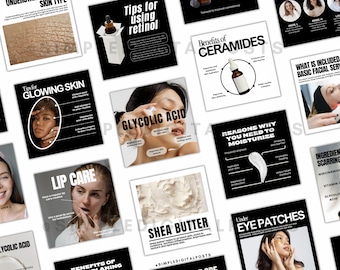 Esthetician Instagram Post Templates: Skincare Social Media (Canva Editable, Digital Download)