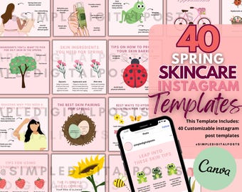 Spring Skincare Instagram Posts: Esthetician Templates (Canva)