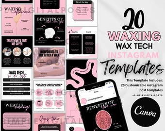 Waxing Instagram Templates: Customizable Social Media Posts (Canva Editable, Digital Download