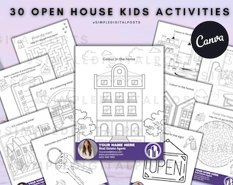 Open House Kids Activity Pack: Real Estate Marketing (Canva Editable, PDF)