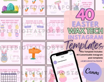 Easter Wax Tech Instagram Posts: 40 Canva Templates (Digital Download)