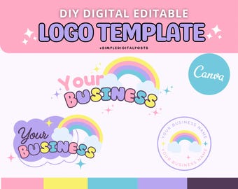 Modèle de logo arc-en-ciel modifiable : image de marque DIY dynamique (toile, téléchargement numérique
