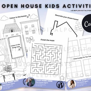 7 OPEN HOUSE KIDS Activities | Real Estate Agents | Real Estate Marketing | Open House Realtor | Kids Activities | Real Estate | Colouring