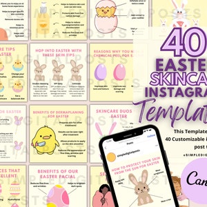 Mallar för Instagram-inlägg om påskhudvård: Marknadsföring av hudterapeuter (Canva)