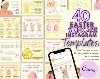 Easter Skincare Instagram Post Templates: Esthetician Marketing (Canva)