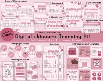 Esthetician Branding Kit: Skincare Instagram Templates (Editable Canva)