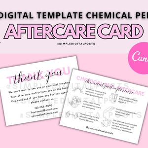 CHEMICAL PEEL AFTERCARE Card | Chemical peel card | Esthetician aftercare card | Customizable card | Chemical peel instruction card | Print