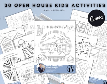 Open House Kids Activity Pack: Real Estate Agent Marketing (Canva Editable, PDF)