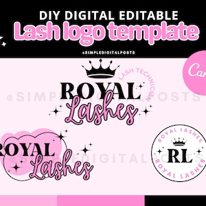 Lash Logo Templates: Customizable Branding for Lash Techs (Canva Editable Digital Download)
